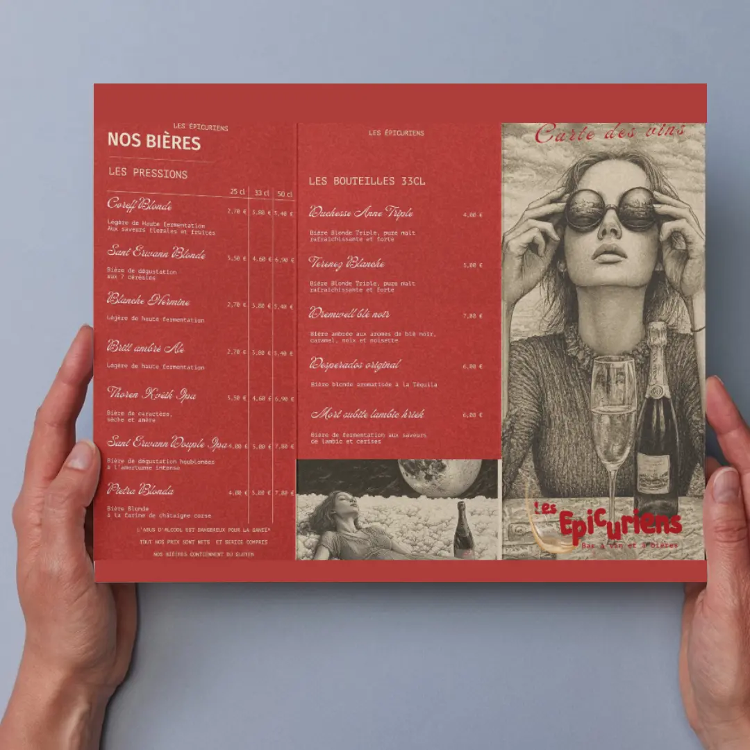 Réalisation d'une carte de vin en tri-fold — marque fictive par Liv'enn
