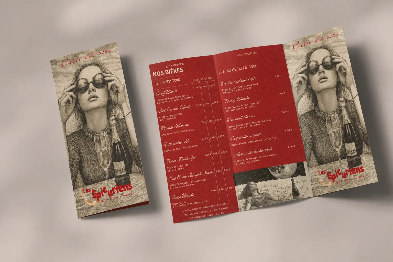 Réalisation d'une carte de vin en tri-fold — marque fictive par Liv'enn